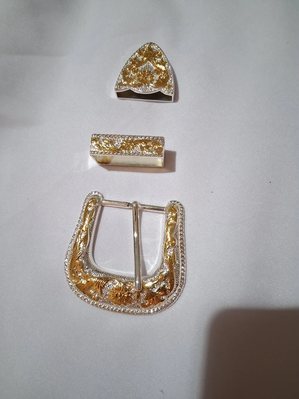 Two-Tone Gold & Silver Western Belt Buckle Set for Women
